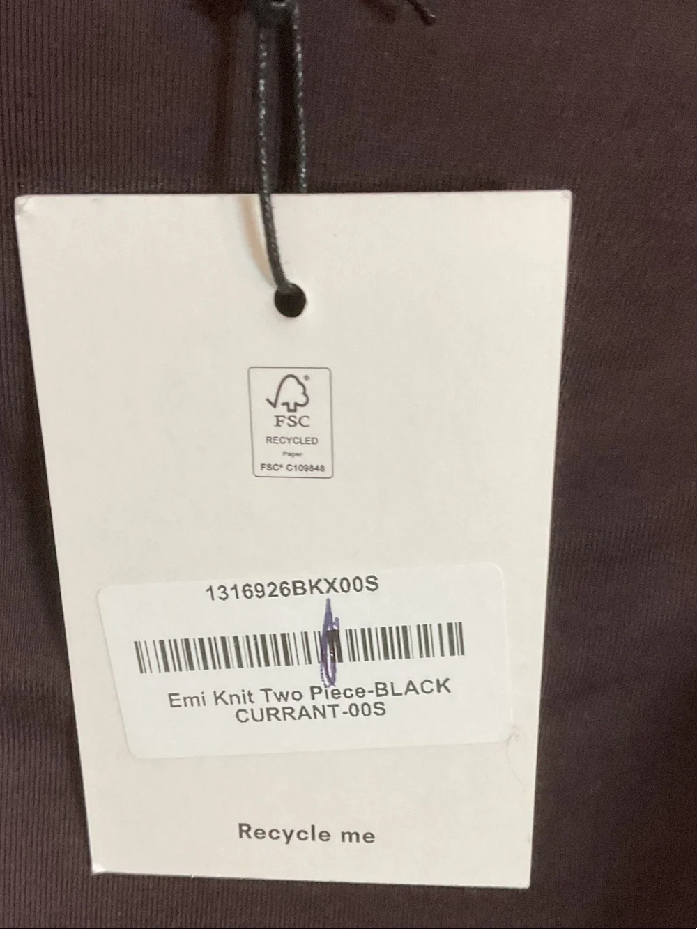 Reformation Women's Long Sleeve Emi Knit Ruched Top Black Currant NWT Small - Picture 3 of 8